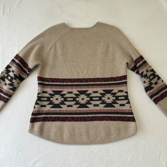 Title Nine Por Vida 2.0 Sweater Womens Large Hermosa Stripe Merino Wool Silk Tan - Picture 2 of 9